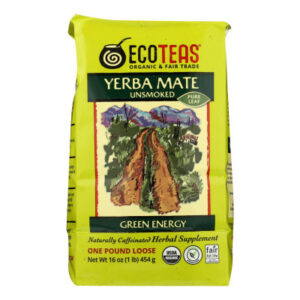 Ecoteas Yerba Mate Pure Leaf Loose Tea Unsmoked Green Energy 16 oz.