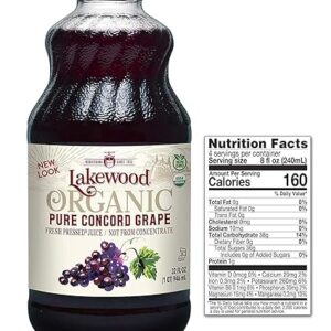 Lakewood Organic Pure Concord Grape Fresh Pressed Juice Concord Grape 32 Fl Oz