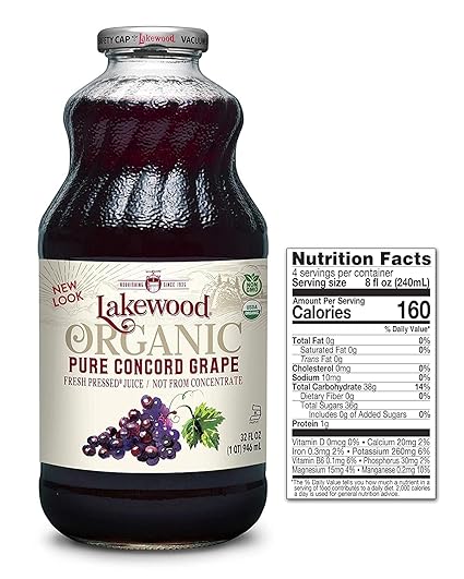 Lakewood Organic Pure Concord Grape Fresh Pressed Juice Concord Grape 32 Fl Oz