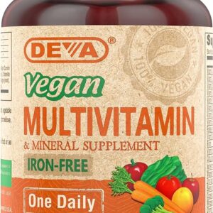 Deva Vegan Multivitamin & Mineral Supplement with Greens Iron Free 90 Coated Tablets
