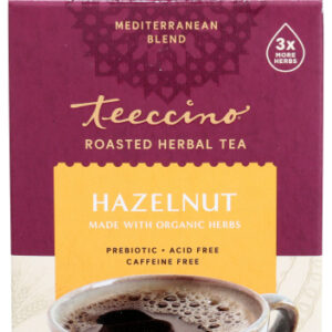 Teeccino Roasted Herbal Tea Hazelnut Caffeine Free 10 Tea Bags 2.12 oz.