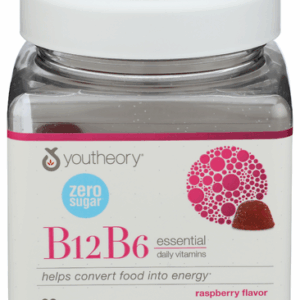 Youtheory Vitamin B12 B6 Gummies Raspberry, 60 PC.