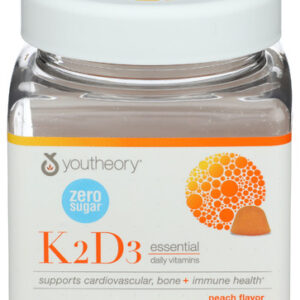 Youtheory Vitamin D3 And Vitamin K2, Peach, 60 Vegetarian Gummies