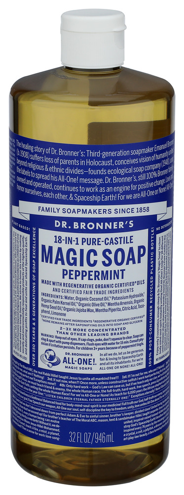 Dr Bronner Peppermint Castile Soap 32 FL