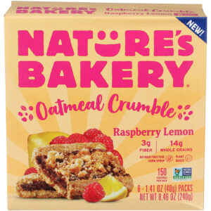 NATURES BAKERY BAR OM RASP LEMON 6PC