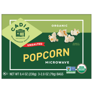815369012898_1782407841 Cadia Organic Unsalted Microwave Popcorn 3 Bags 2.8 Oz.