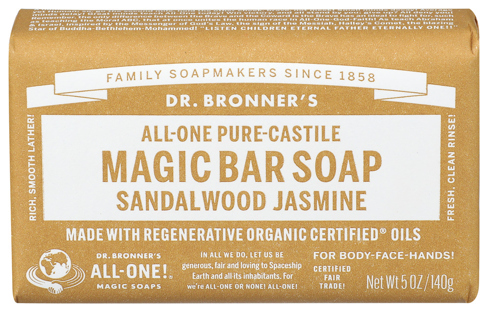 Dr Bronner Soap Bar Sndlwood Jasmne 5oz